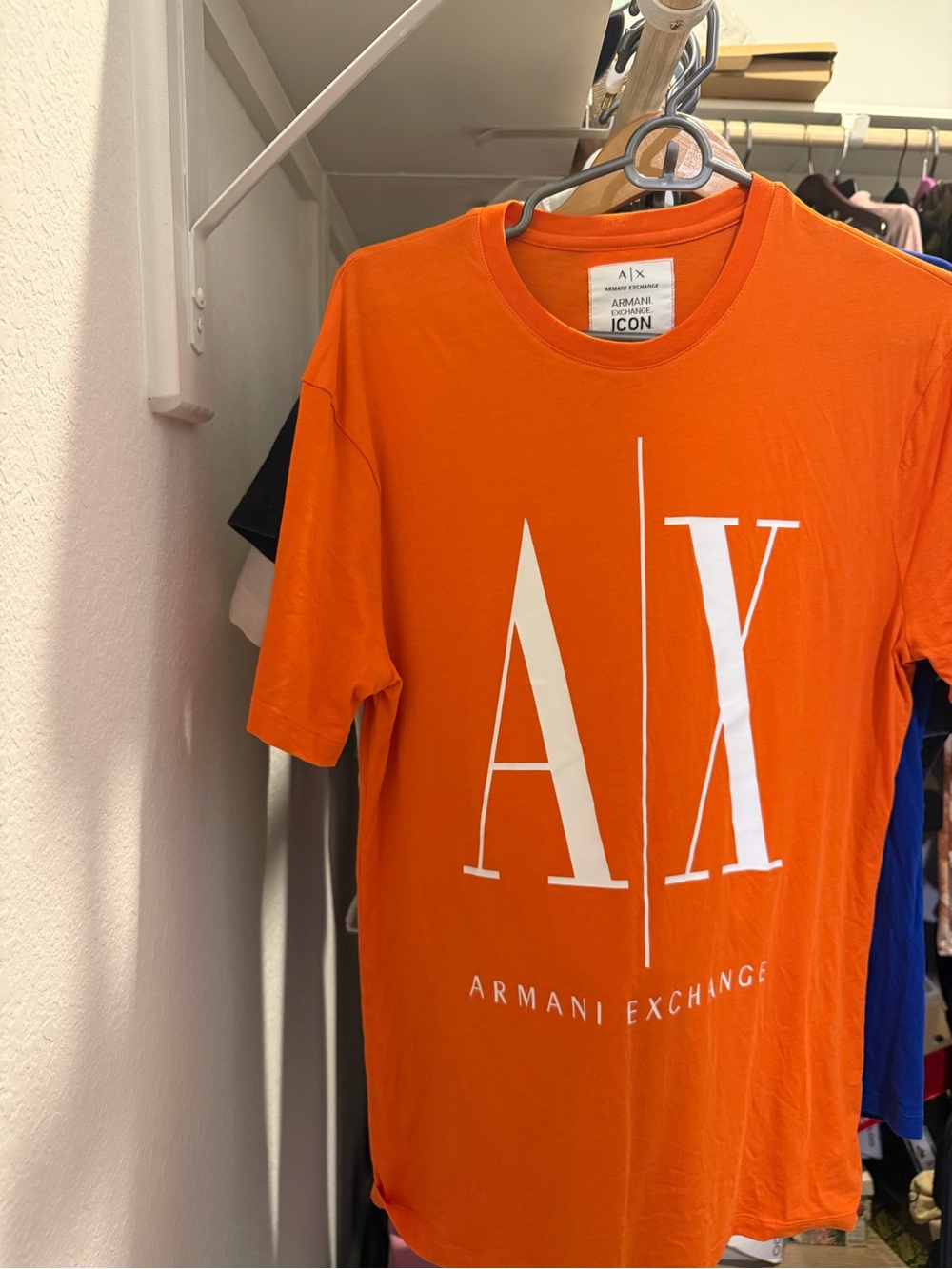 Armani Exchange Orange Tee with White A|X Logo